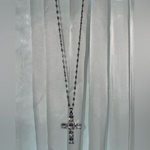 B. Collective Silver & Stones Cross Pendant Necklace (Boutique) | SAMPLE SALE